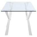  Coaster Furniture Alaia 190711 Rectangular 79-inch Glass Top Dining Table - Chrome IMAGE 3