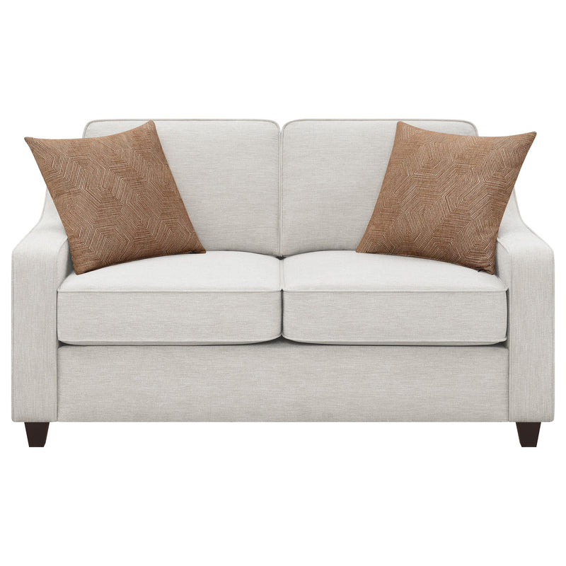  Coaster Furniture Christine 552062 Upholstered Sloped Arm Loveseat - Beige IMAGE 2