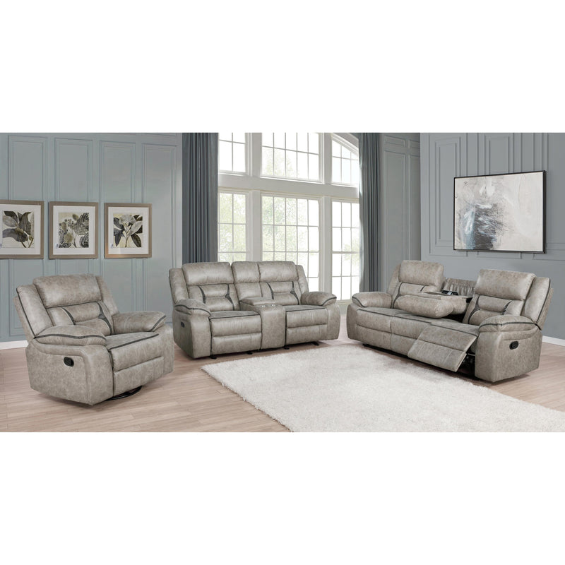 Coaster Furniture Greer 651353 Upholstered Tufted Back Glider Recliner - Taupe IMAGE 3