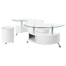  Coaster Furniture Buckley 703400 3-piece Coffee Table and Stools Set - White High Gloss IMAGE 3