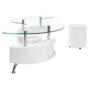  Coaster Furniture Buckley 703400 3-piece Coffee Table and Stools Set - White High Gloss IMAGE 5