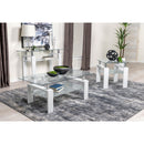  Coaster Furniture Dyer 703438 1-shelf Rectangular Glass Top Coffee Table - White IMAGE 6