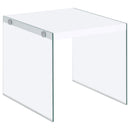 Coaster Furniture Opal 704147 Square Glass Frame Side End Table - White High Gloss IMAGE 1
