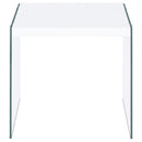 Coaster Furniture Opal 704147 Square Glass Frame Side End Table - White High Gloss IMAGE 2