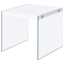 Coaster Furniture Opal 704147 Square Glass Frame Side End Table - White High Gloss IMAGE 3