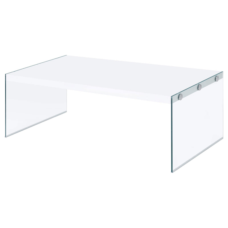 Coaster Furniture Opal 704148 Rectangular Glass Frame Coffee Table - White High Gloss IMAGE 7