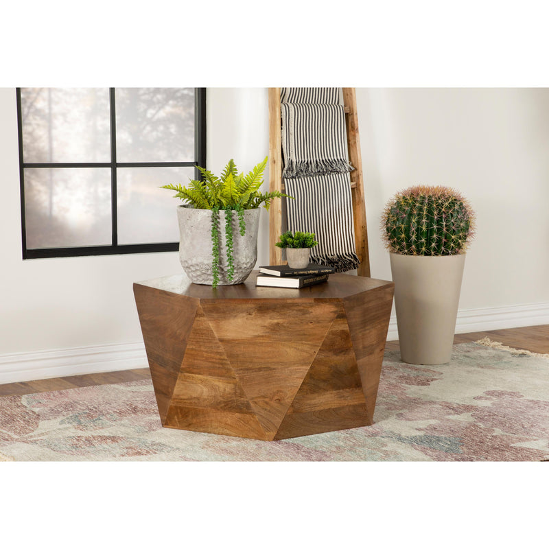 Coaster Furniture Zalika 724188 Hexagonal Solid Mango Wood Coffee Table - Natural IMAGE 2