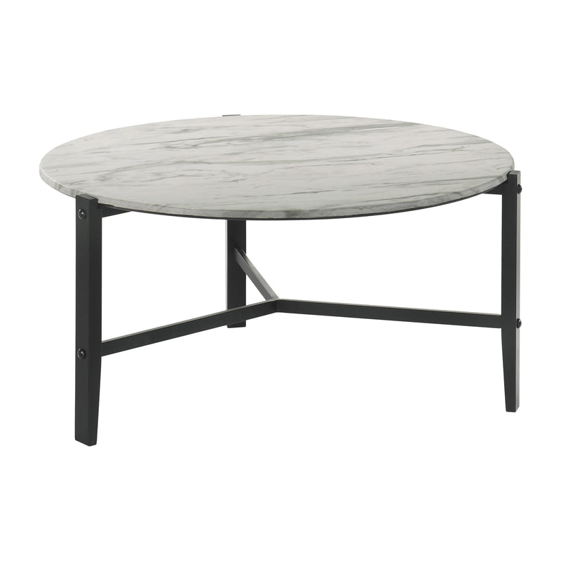  Coaster Furniture Tandi 753538 Round Faux Marble Coffee Table - White and Black IMAGE 1