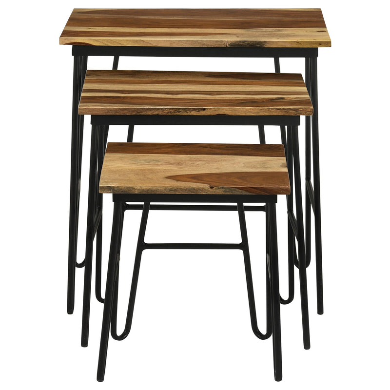 Coaster Furniture Nayeli 935981 3-piece Solid Sheesham Wood Nesting Tables - Natural IMAGE 3