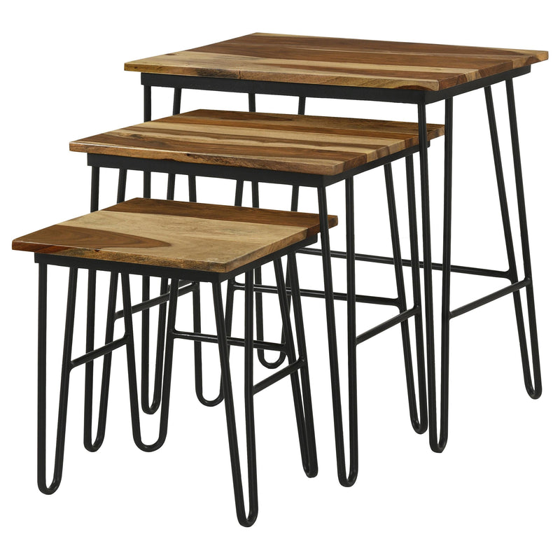 Coaster Furniture Nayeli 935981 3-piece Solid Sheesham Wood Nesting Tables - Natural IMAGE 4