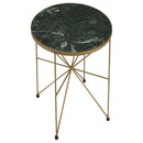  Coaster Furniture Eliska 936061 Round Green Marble Top Accent Side Table - Antique Gold IMAGE 3