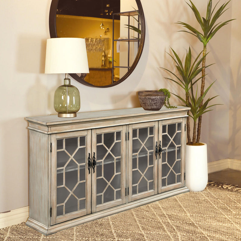 Coaster Furniture Kiara 950858 4-door Wood Lattice Storage Accent Cabinet - Light Honey IMAGE 7