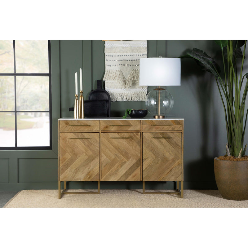 Coaster Furniture Keaton 951138 3-door Marble Top Herringbone Accent Cabinet - Natural IMAGE 10