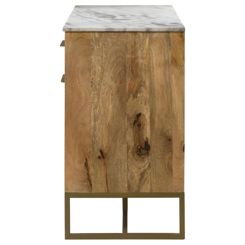 Coaster Furniture Keaton 951138 3-door Marble Top Herringbone Accent Cabinet - Natural IMAGE 6