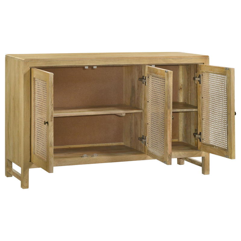 Coaster Furniture Zamora 953556 3-door Wood Accent Cabinet with Woven Cane - Natural IMAGE 2