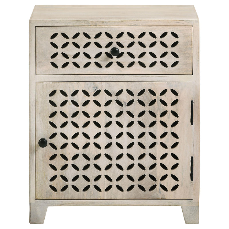 Coaster Furniture August 953569 1-Drawer Trellis Pattern Storage Cabinet - White Washed IMAGE 3