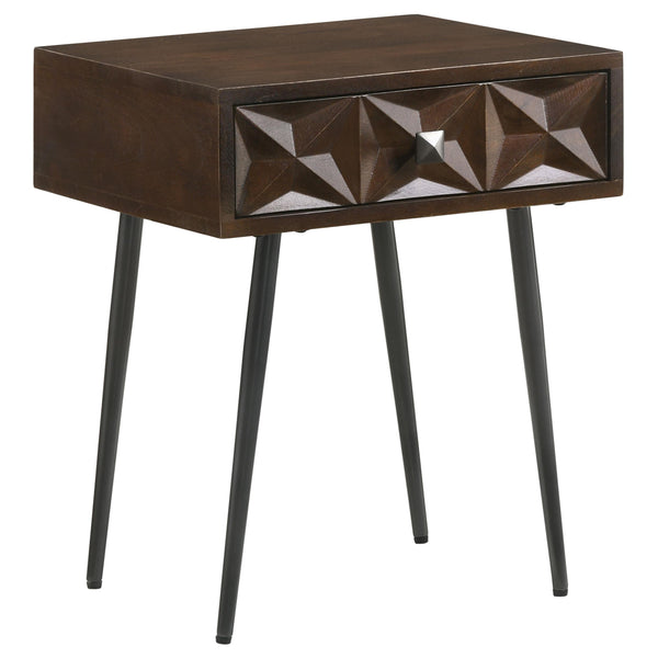 Coaster Furniture Ezra 959539 Rectangular 1-Drawer Accent Cabinet - Dark Coffee Brown/Gunmetal IMAGE 1