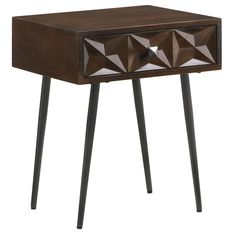 Coaster Furniture Ezra 959539 Rectangular 1-Drawer Accent Cabinet - Dark Coffee Brown/Gunmetal IMAGE 1