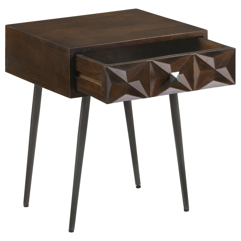 Coaster Furniture Ezra 959539 Rectangular 1-Drawer Accent Cabinet - Dark Coffee Brown/Gunmetal IMAGE 2