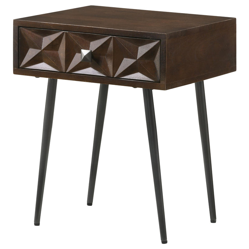 Coaster Furniture Ezra 959539 1-Drawer Rectangular Accent Side Table - Coffee Brown IMAGE 4