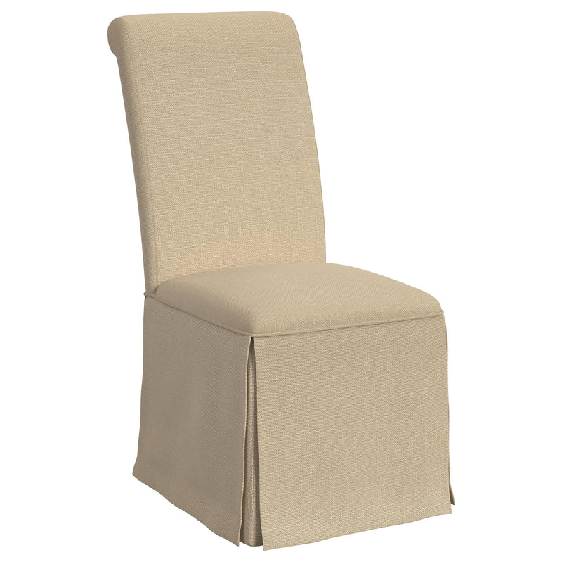  Coaster Furniture Shawna 100747 Upholstered Skirted Side Chair - Light Khaki IMAGE 1