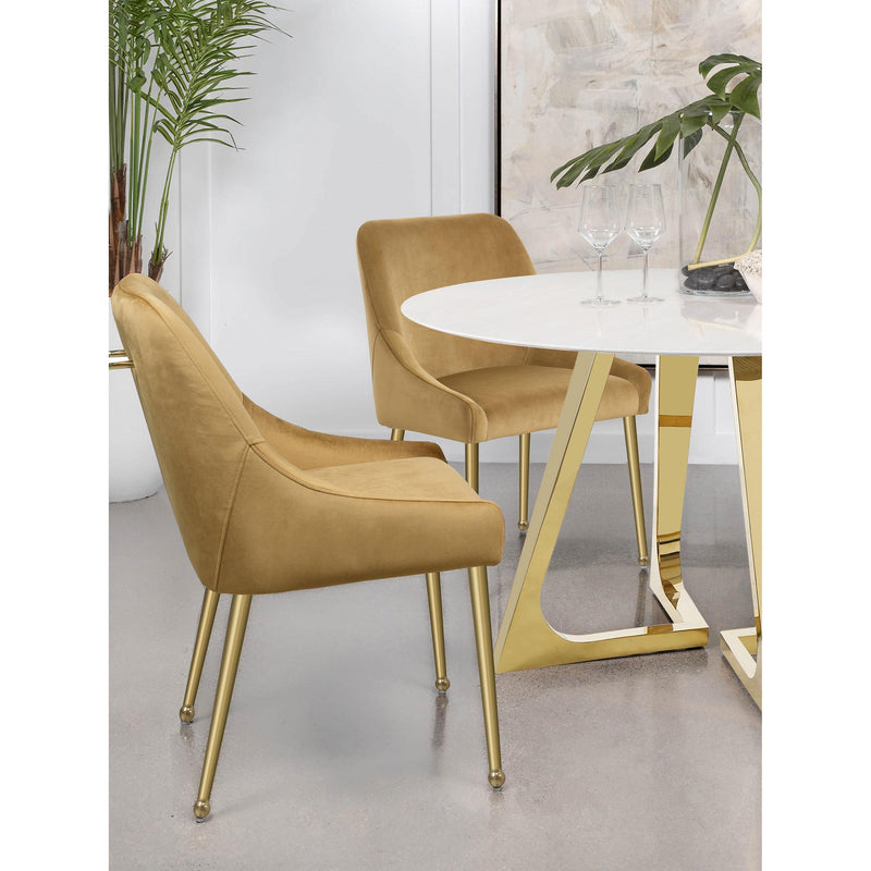 Coaster Furniture Mayette 107582 Upholstered Dining Side Chair - Cognac (Set of 2) IMAGE 2