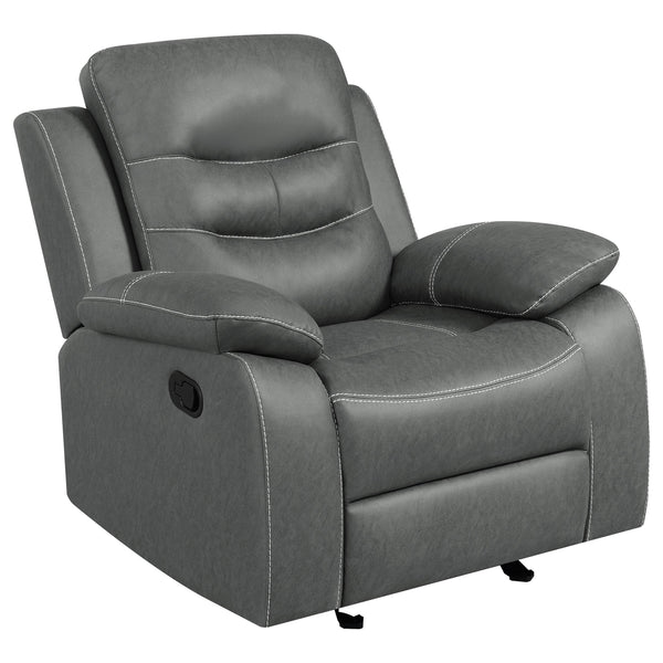 Coaster Furniture Nova 602533 Upholstered Padded Arm Glider Recliner - Dark Grey IMAGE 1