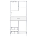 Coaster Furniture Figueroa 182034 5-Shelf Wine Cabinet with Storage Drawer - White High Gloss/Chrome IMAGE 5