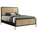 Coaster Furniture Arini 224330Q Queen Bed with Woven Rattan Headboard - Black/Natural IMAGE 3