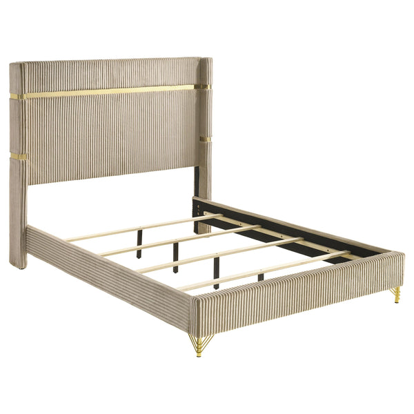 Coaster Furniture Lucia 224731KE 61-inch Upholstered Eastern King Wingback Bed - Beige IMAGE 1