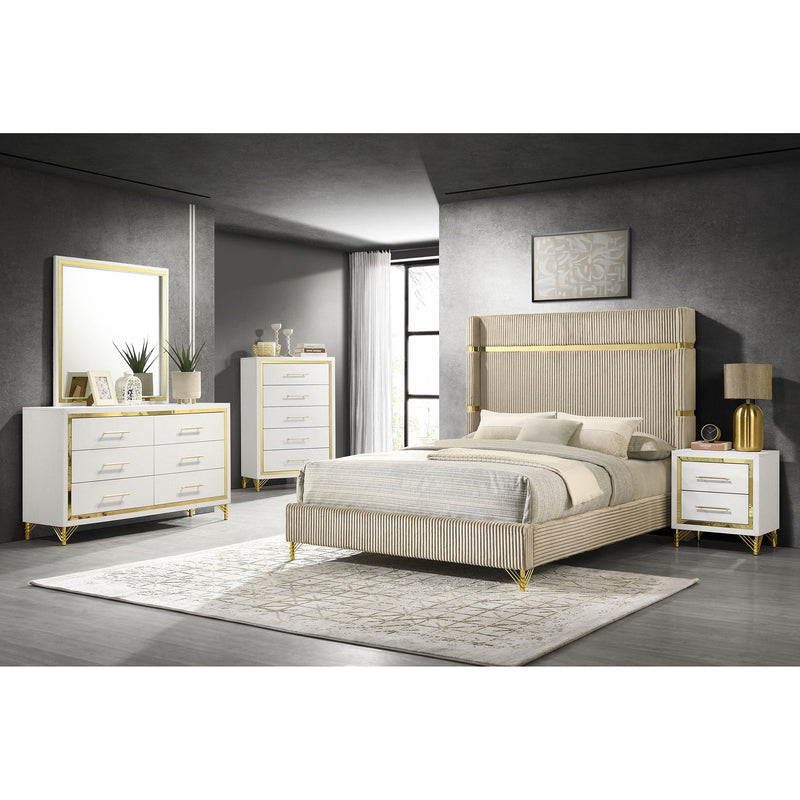 Coaster Furniture Lucia 224731KE 61-inch Upholstered Eastern King Wingback Bed - Beige IMAGE 5