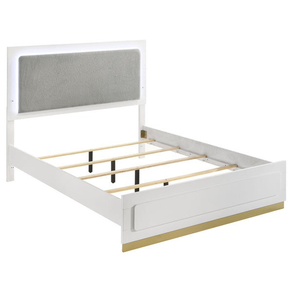 Coaster Furniture Caraway 224771KW Wood California King LED Panel Bed - White IMAGE 1