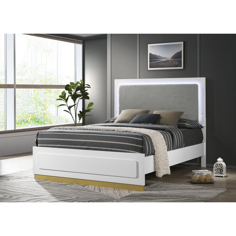 Coaster Furniture Caraway 224771KW Wood California King LED Panel Bed - White IMAGE 2