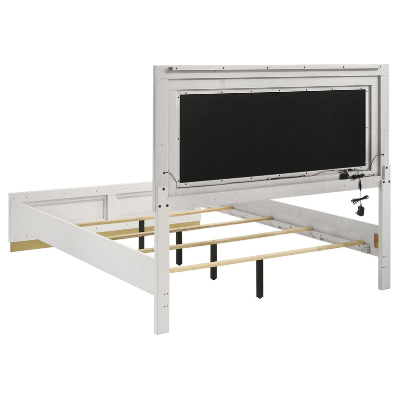 Coaster Furniture Caraway 224771KW Wood California King LED Panel Bed - White IMAGE 3