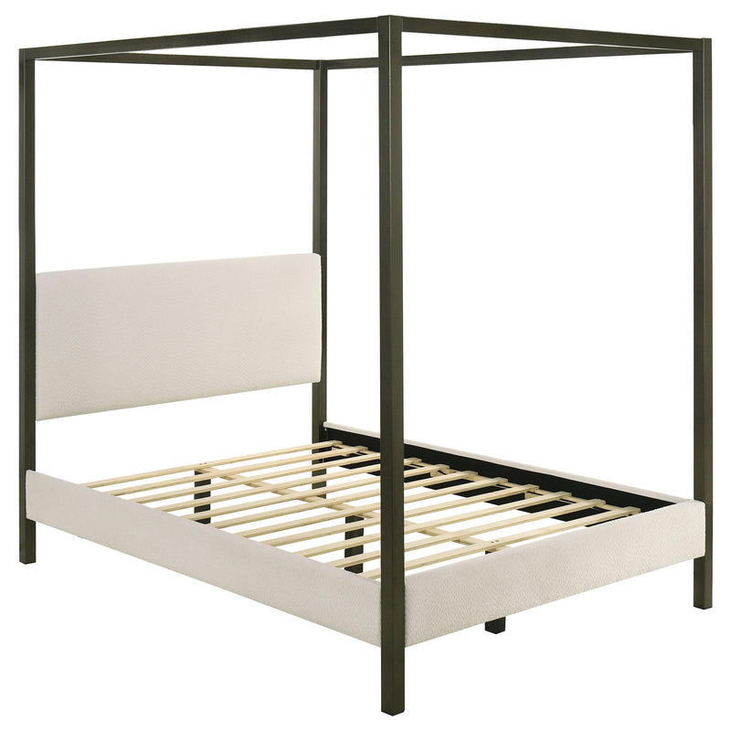  Coaster Furniture Monroe 300834KE Upholstered Eastern King Canopy Bed - Vanilla IMAGE 3