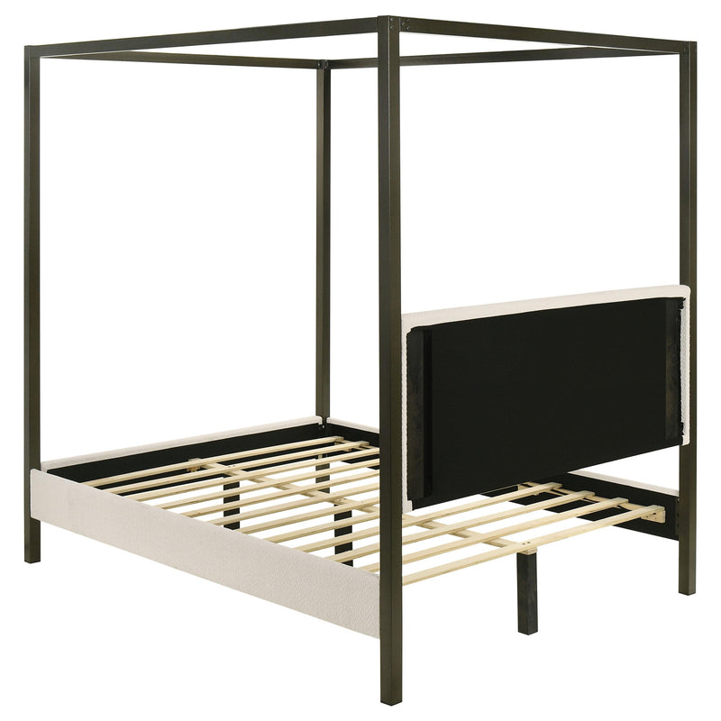  Coaster Furniture Monroe 300834KE Upholstered Eastern King Canopy Bed - Vanilla IMAGE 4
