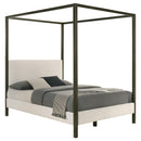  Coaster Furniture Monroe 300834Q Upholstered Queen Canopy Bed - Vanilla IMAGE 1