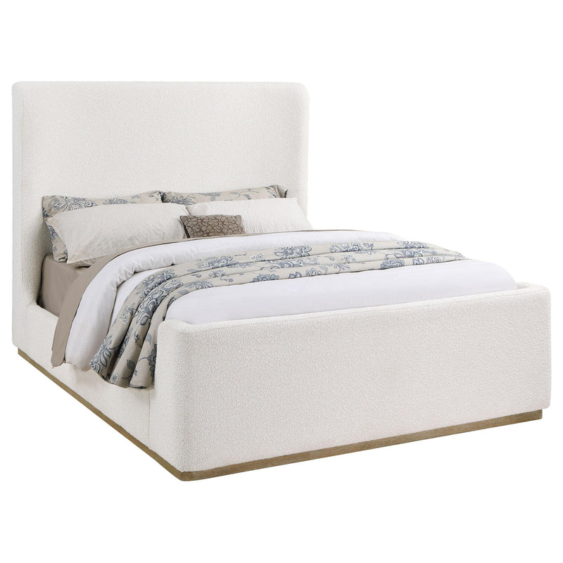  Coaster Furniture Nala 302046Q Upholstered Queen Sleigh Bed - Cream IMAGE 1