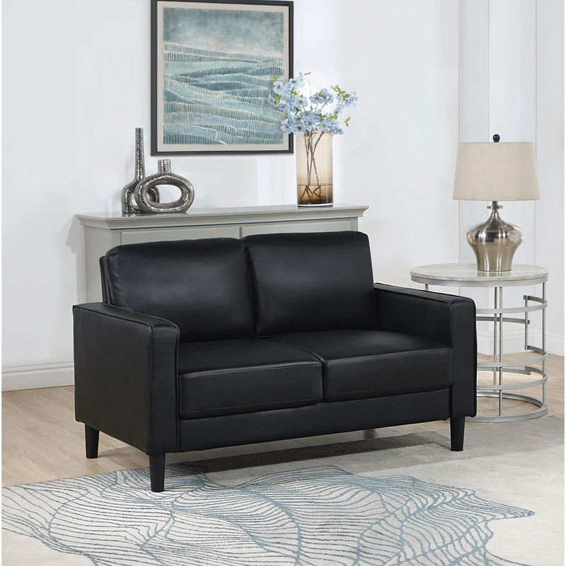  Coaster Furniture Ruth 508362 Upholstered Track Arm Loveseat - Black IMAGE 2