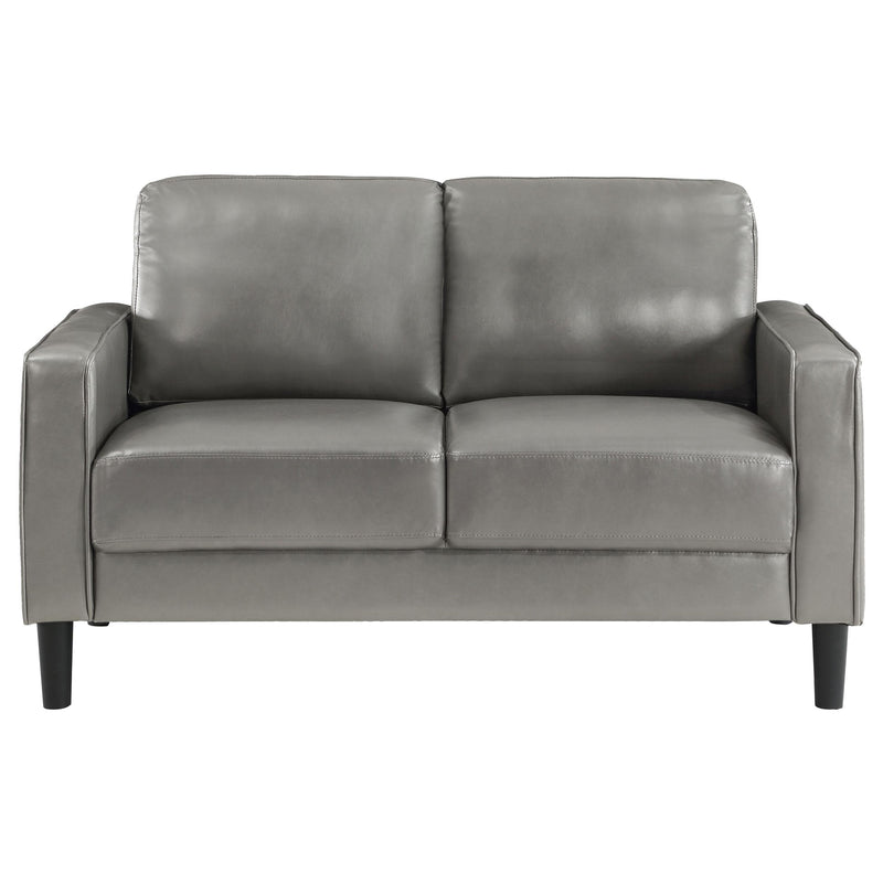 Coaster Furniture Ruth 508366 Upholstered Track Arm Faux Leather Loveseat - Grey IMAGE 2