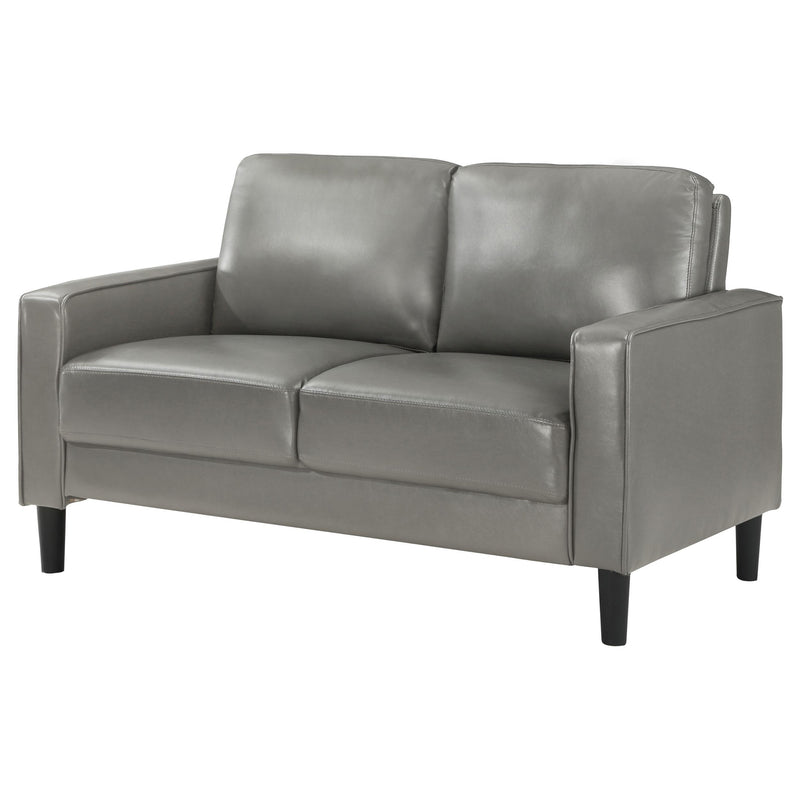 Coaster Furniture Ruth 508366 Upholstered Track Arm Faux Leather Loveseat - Grey IMAGE 3