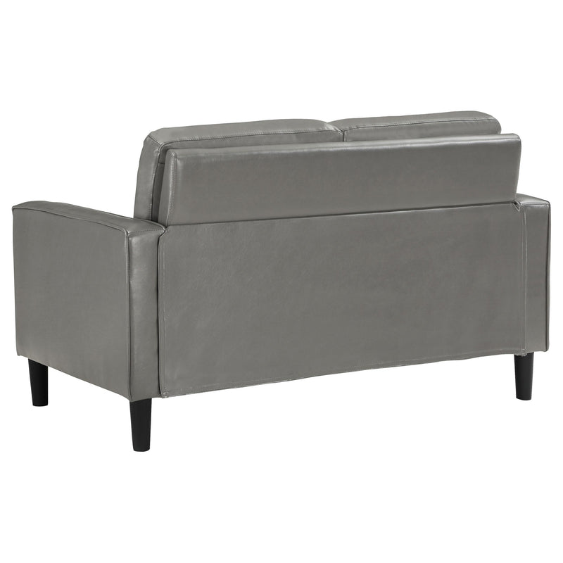 Coaster Furniture Ruth 508366 Upholstered Track Arm Faux Leather Loveseat - Grey IMAGE 5
