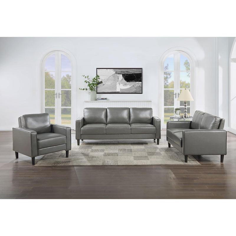 Coaster Furniture Ruth 508366 Upholstered Track Arm Faux Leather Loveseat - Grey IMAGE 8