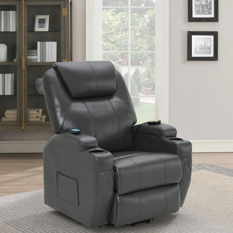 Coaster Furniture Sanger 600498P Upholstered Power Lift Massage Recliner - Charcoal Grey IMAGE 11