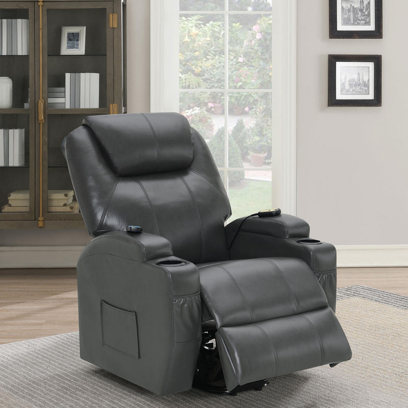Coaster Furniture Sanger 600498P Upholstered Power Lift Massage Recliner - Charcoal Grey IMAGE 12
