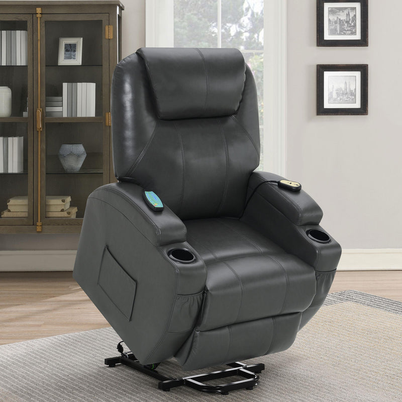 Coaster Furniture Sanger 600498P Upholstered Power Lift Massage Recliner - Charcoal Grey IMAGE 13