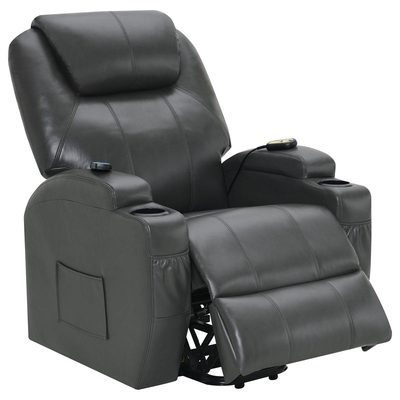 Coaster Furniture Sanger 600498P Upholstered Power Lift Massage Recliner - Charcoal Grey IMAGE 2