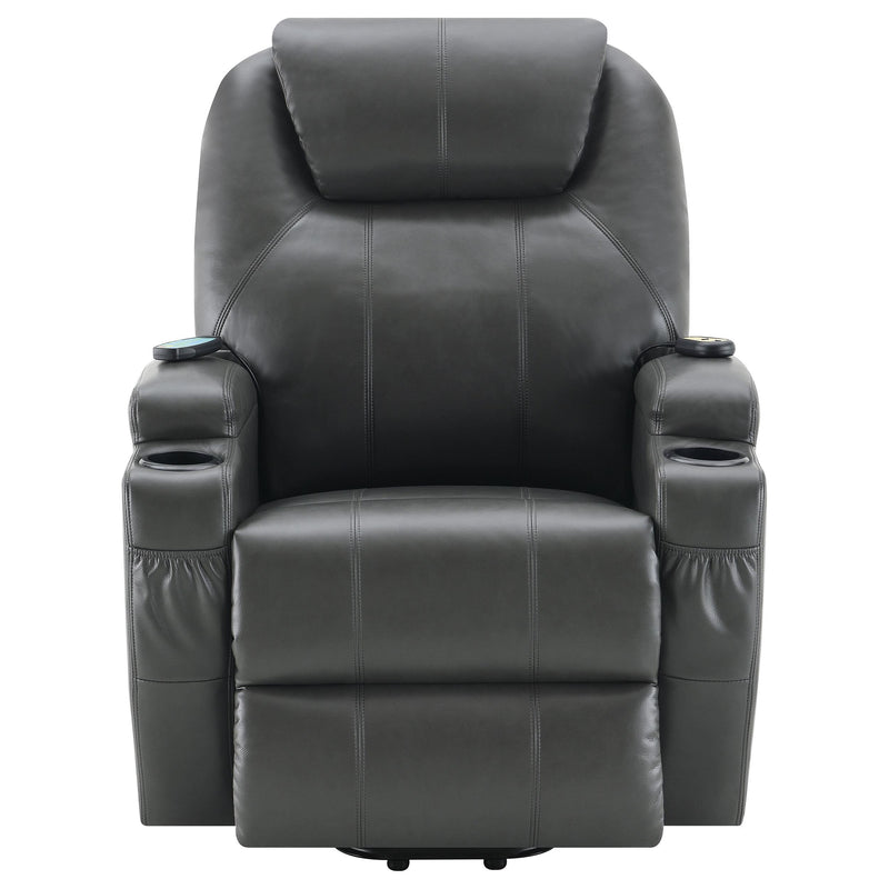 Coaster Furniture Sanger 600498P Upholstered Power Lift Massage Recliner - Charcoal Grey IMAGE 4