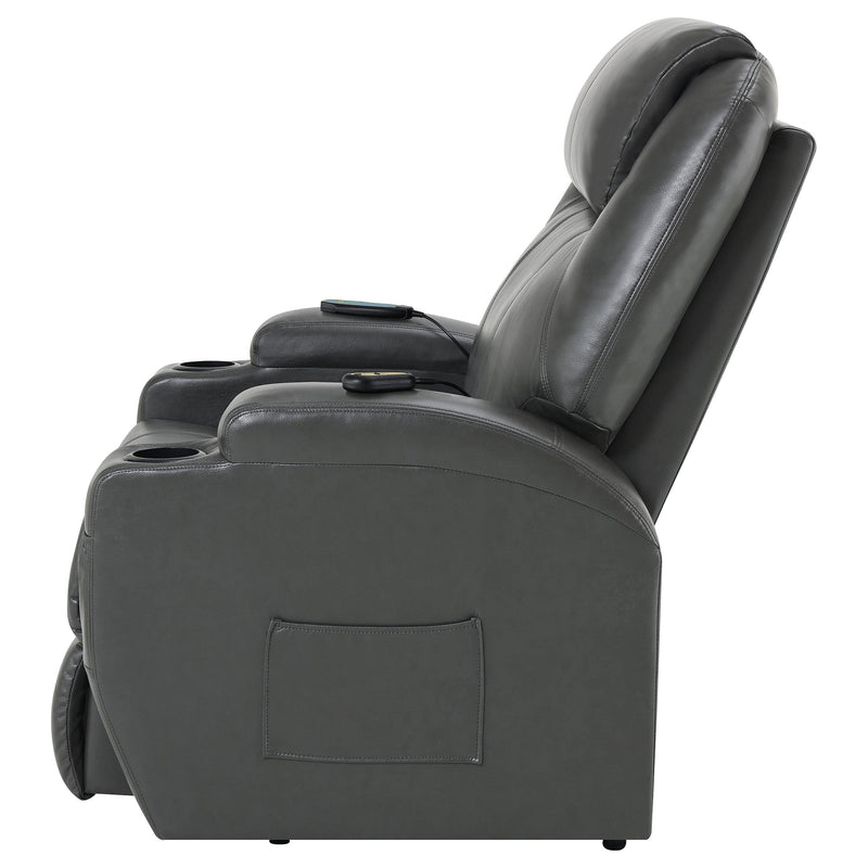 Coaster Furniture Sanger 600498P Upholstered Power Lift Massage Recliner - Charcoal Grey IMAGE 6