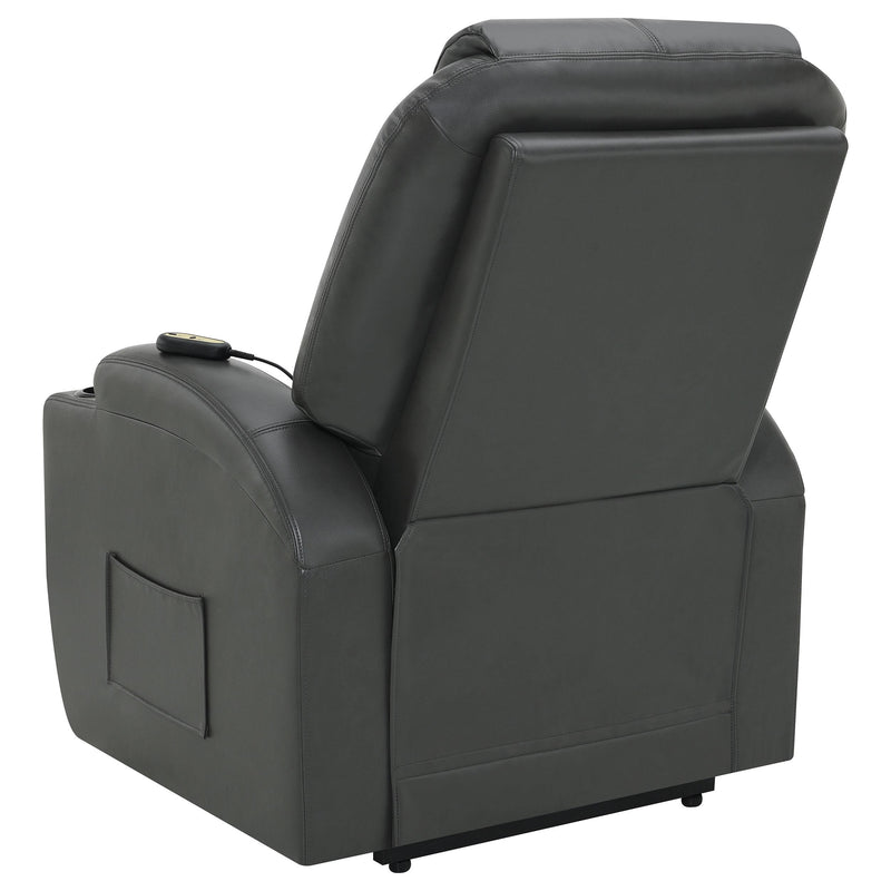 Coaster Furniture Sanger 600498P Upholstered Power Lift Massage Recliner - Charcoal Grey IMAGE 7
